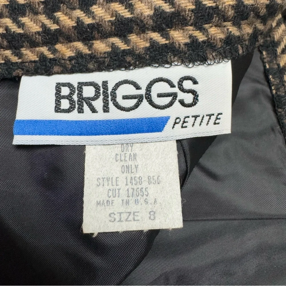 Vintage BRIGGS NY Fully Lined Wool Blend Brown Pencil Skirt Size: 8P Made In USA - Picture 4 of 12